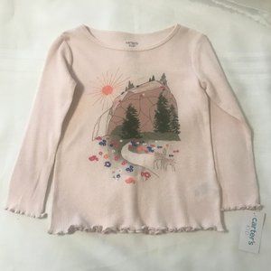 Carter's Kid, Girls’ Crew Neck Long Sleeve Thermal Top, Sz. 4, Pink, NWT